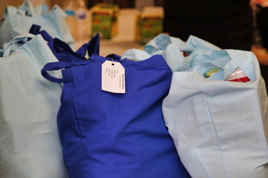 tote bags containing pet suppliesd